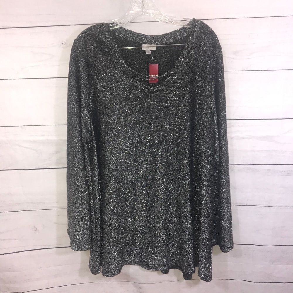 NEW! Avenue Dark Silver Metallic Top-Size 22/24